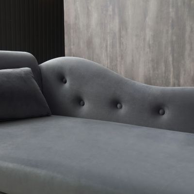 Luxurious Velvet Chaise with Storage and Accents