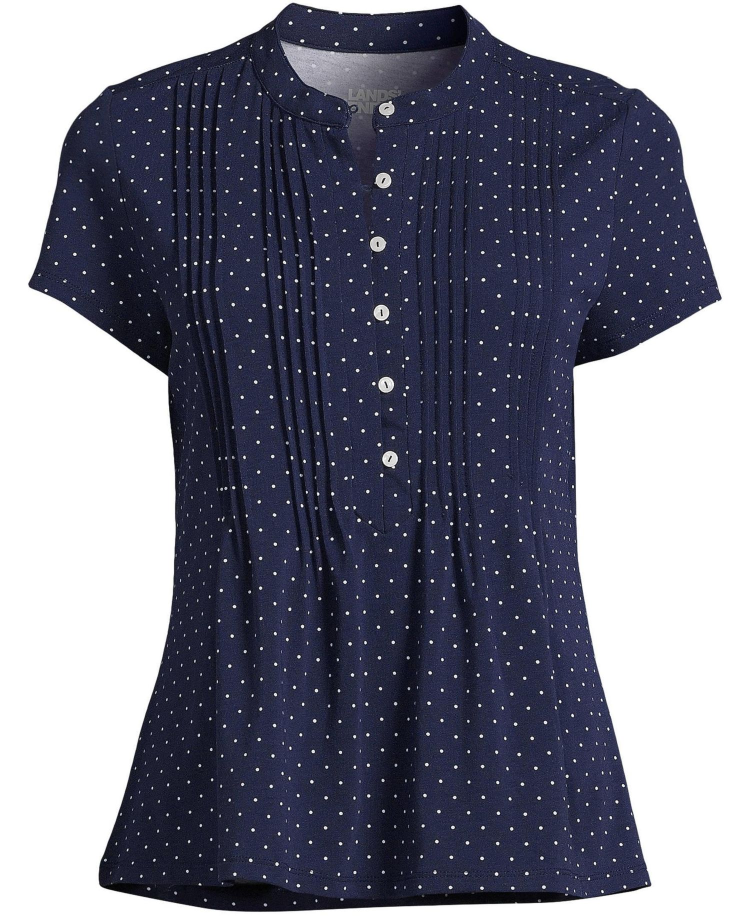 Women's Lightweight Jersey Button Pintuck Top