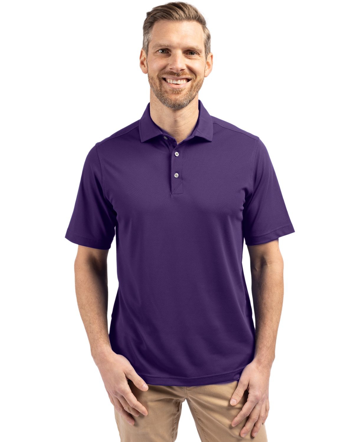 Virtue Eco Pique Recycled Mens Big and Tall Polo Shirt - White