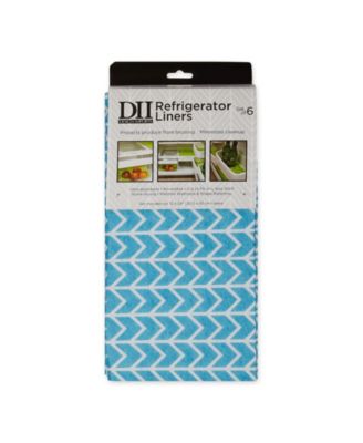 Fridge Liner Collection Non-Adhesive, Cut to Fit, 12x24", Bright Blue Herringbone, 6 Piece
