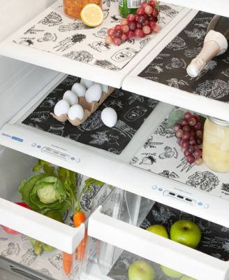 Fridge Liner Collection Non-Adhesive, Cut to Fit, 12x24", Black Market Print, 6 Piece