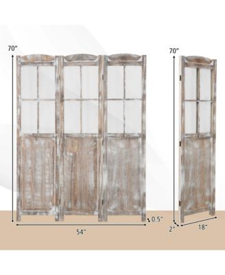 6FT Retro 3-Panel Room Divider Folding Privacy Screen Freestanding Wall Divider