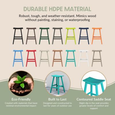 Outdoor Patio Adirondack Bar Height Stool Saddle Seat Chair