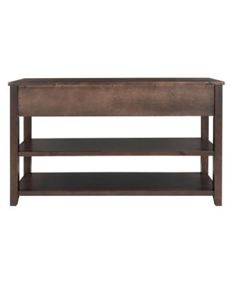 Pine Frame Console Table with Open Shelves, Retro Design
