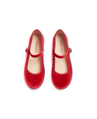 Girls Holiday Velvet Mary Janes in Red