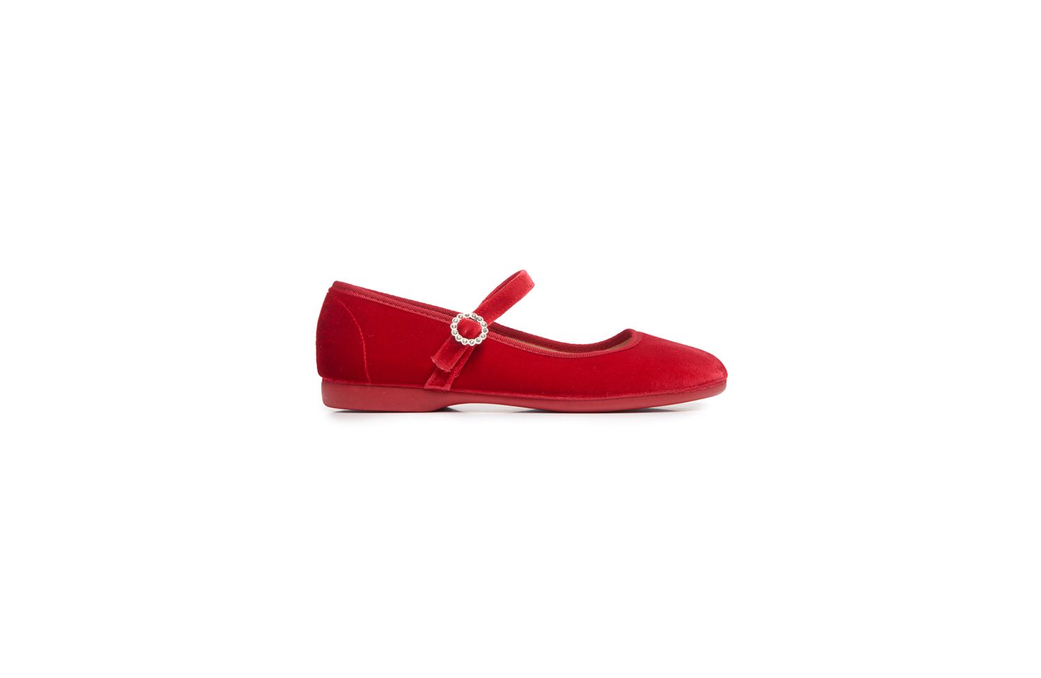 Girls Holiday Velvet Mary Janes in Red