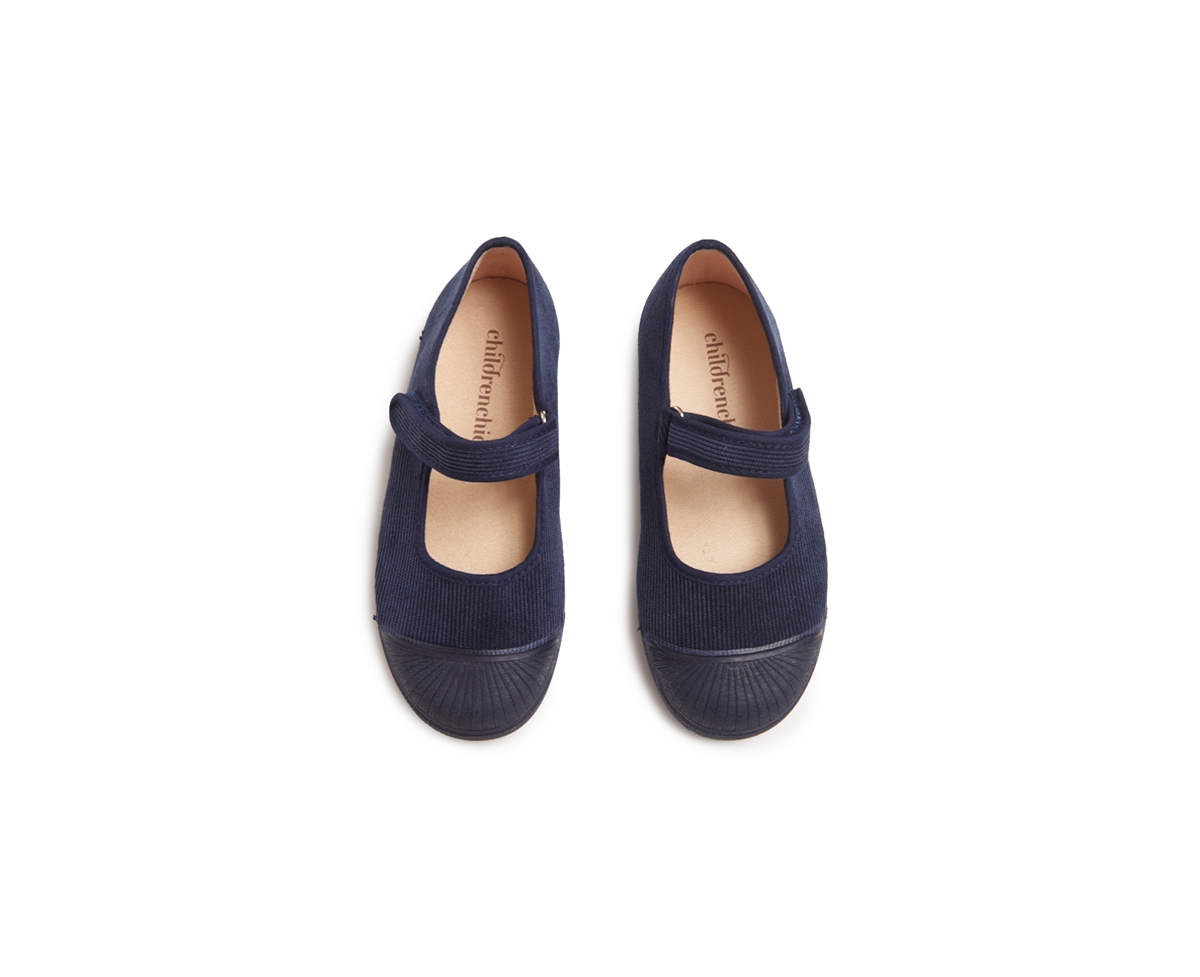 Childrenchic Girls Corduroy Mary Jane Sneakers - Navy