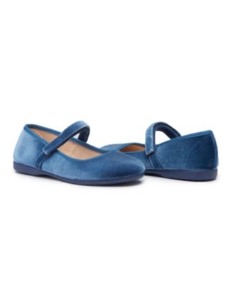 Girls Classic Velvet Mary Janes in Blue