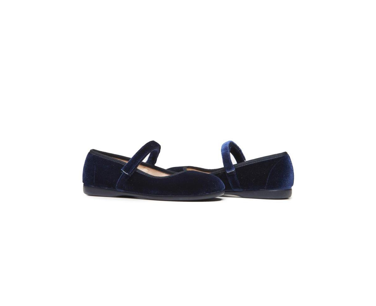 Childrenchic Girls Classic Velvet Mary Janes - Navy