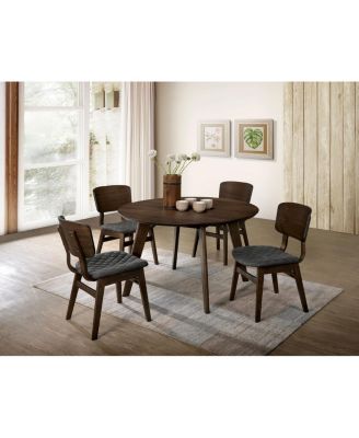 Walnut Finish Mid-Century Side Chairs with Fabric Seat