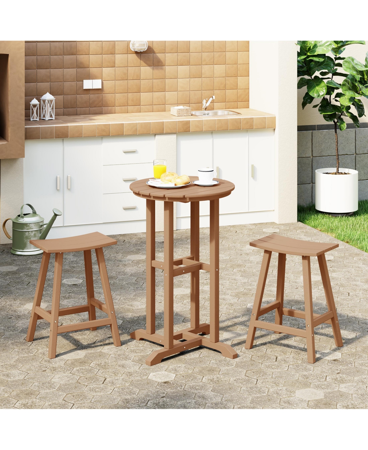 WestinTrends Outdoor Patio Counter Height Bar Stools Bistro Table Set
