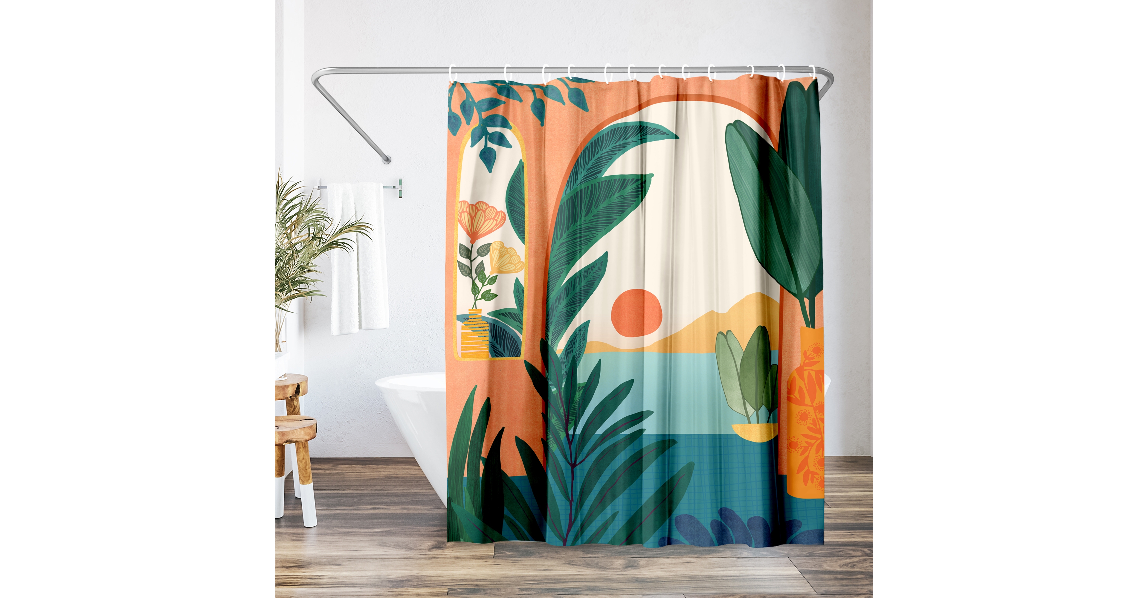 71x74 Coastal Shower Curtain - Ocean View by Modern Tropical