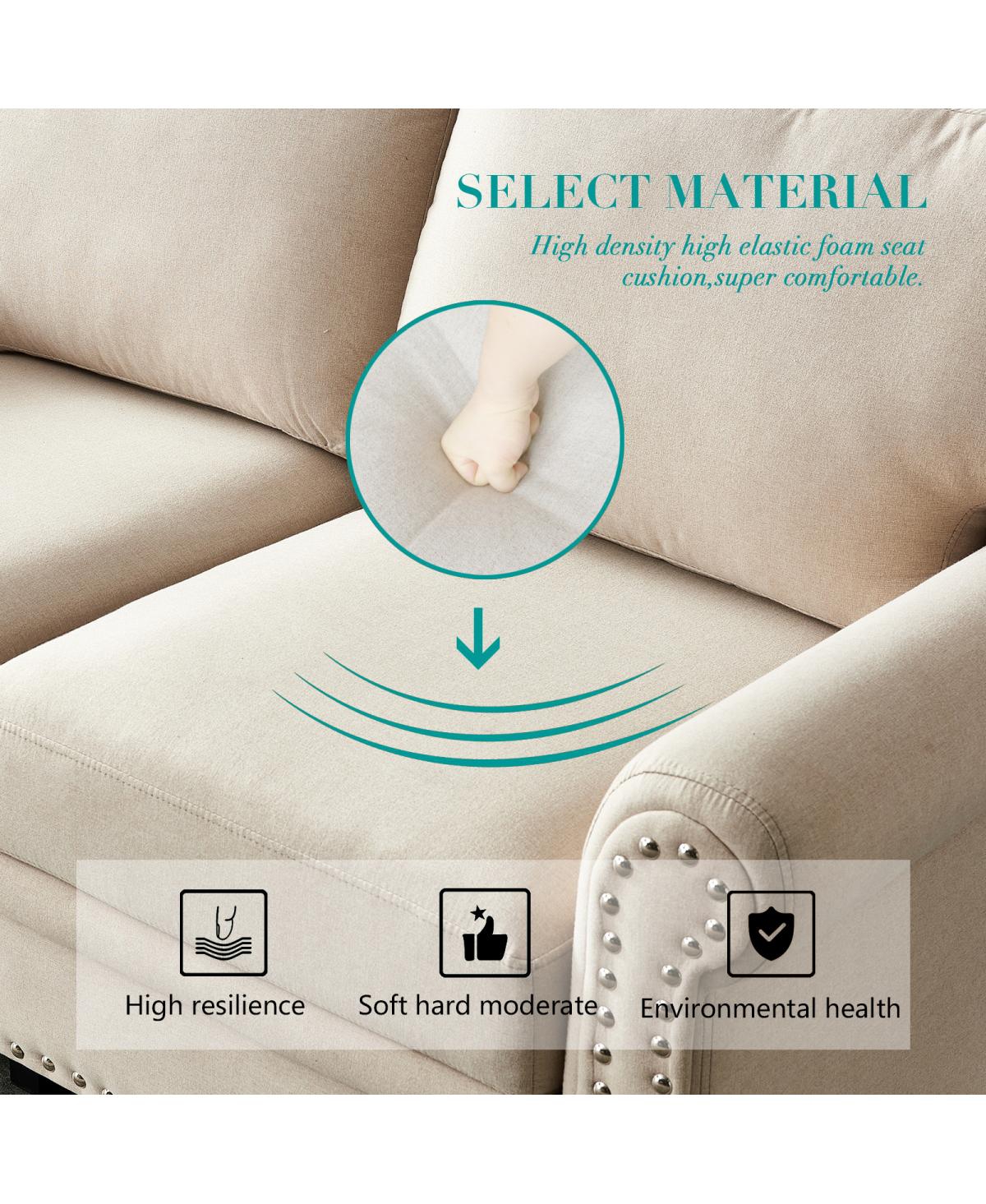 Streamdale Furniture Linen Fabric Upholstered With Storage Sofa