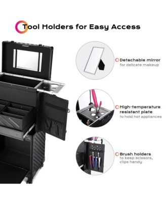 Rolling Makeup Case Trolley Cosmetic Organizer Hair Stylist Salon