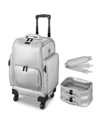 Soft Sided Rolling Makeup Train Case Cosmetic Organizer Travel Trolley