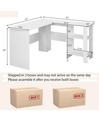 L-shaped Corner Computer Desk Home Office Writing Workstation with Storage Shelves