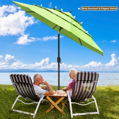 10 Ft 3 Tier Patio Umbrella with Crank Handle Push to Tilt  Yard Outdoor