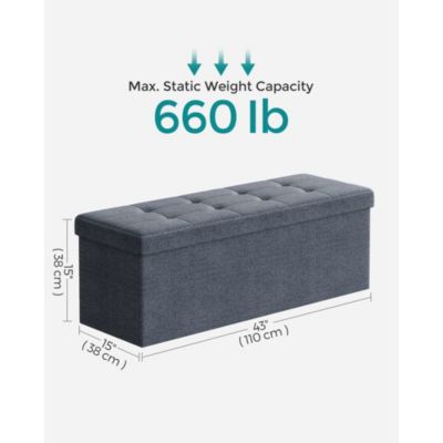 Folding Storage Ottoman Bench with Divider and Lid for Bedroom or Living Room