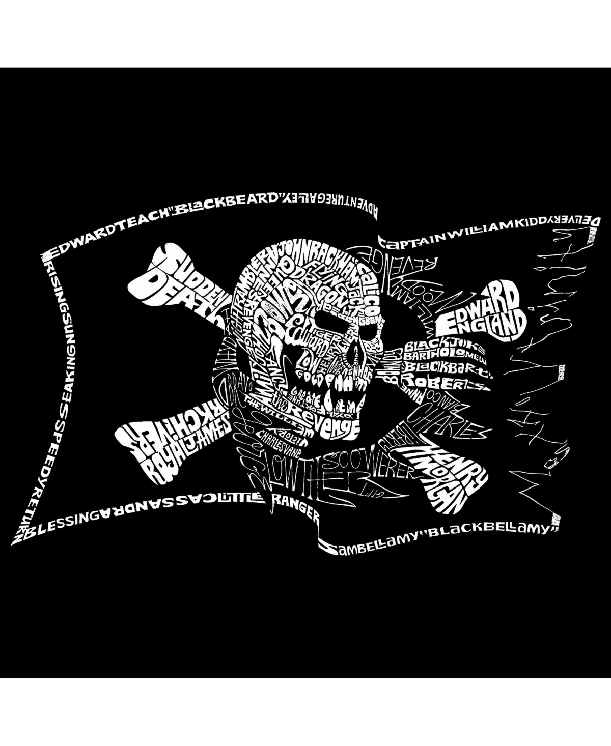 La Pop Art Boys Word Art T-shirt - Famous Pirate Captains And Ships