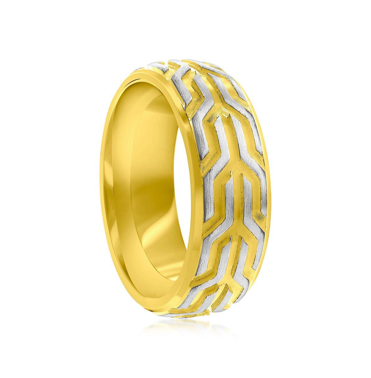 Metallo Stainless Steel Gold and Silver Designed Ring - Gold and silver