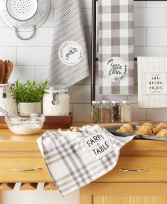 Home Sweet Farmhouse Kitchen Collection, Dishtowel Set, 18x28", Gray, 4 Count