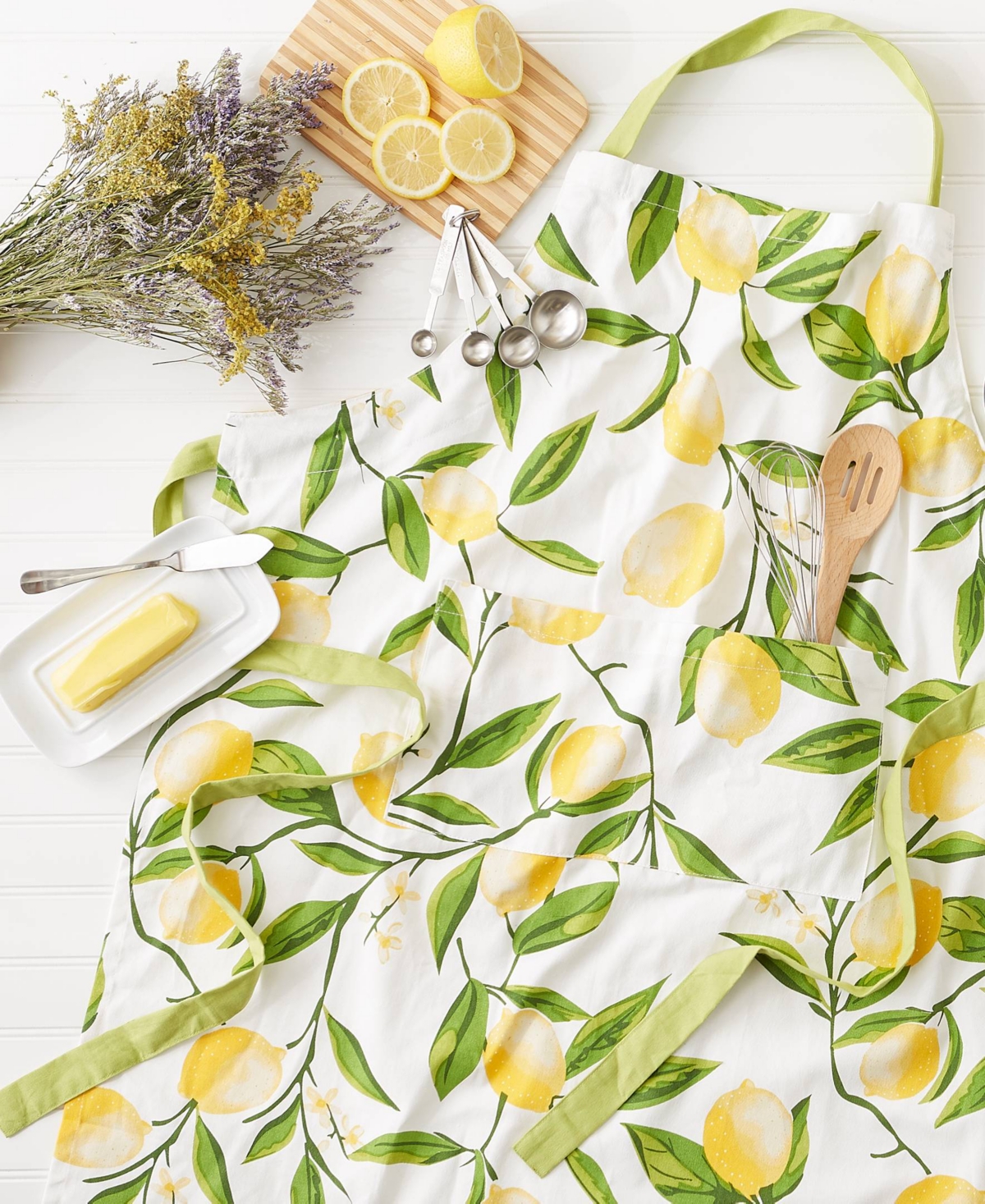 Design Imports Lemon Bliss Kitchen Collection, Chef Apron In Lemon Bliss