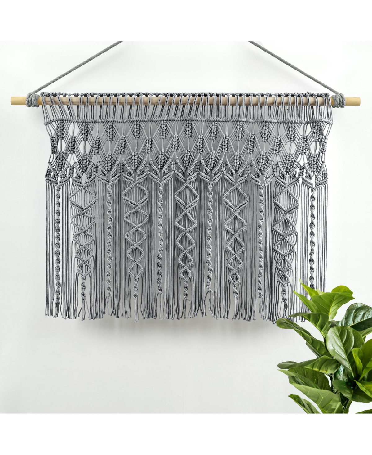 Lush Decor Boho Macrame Textured Cotton Valance/Kitchen Curtain/Wall