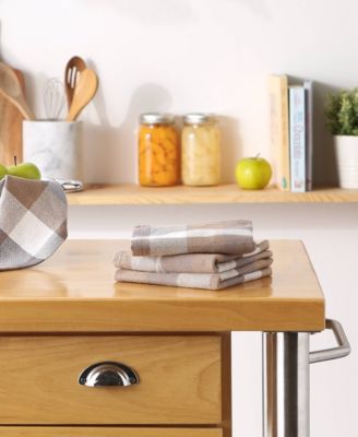 Tri-Color Check Collection Kitchen, Dishcloth Set, Stone, 4 Piece