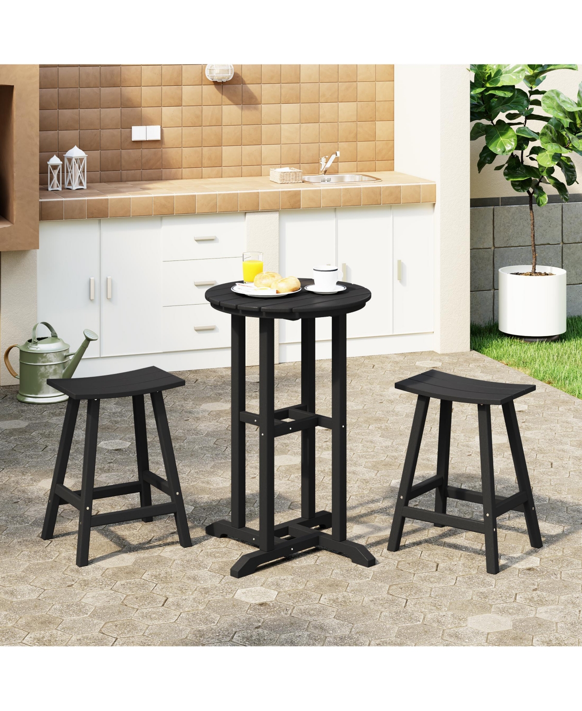 WestinTrends Outdoor Patio Counter Height Bar Stools Bistro Table Set