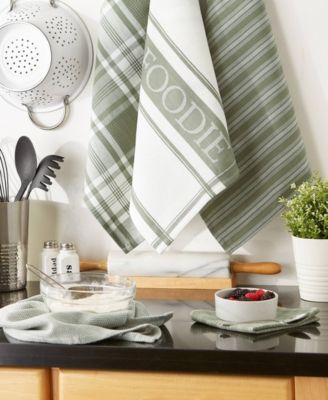 Everyday Collection Foodie Kitchen Set, Dishtowel Dishcloth, Artichoke Green, 5 Piece