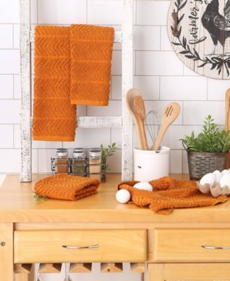 Luxury Bar Mop Collection Chevron Dishtowel Set, 16x19", Pumpkin Spice, 4 Piece
