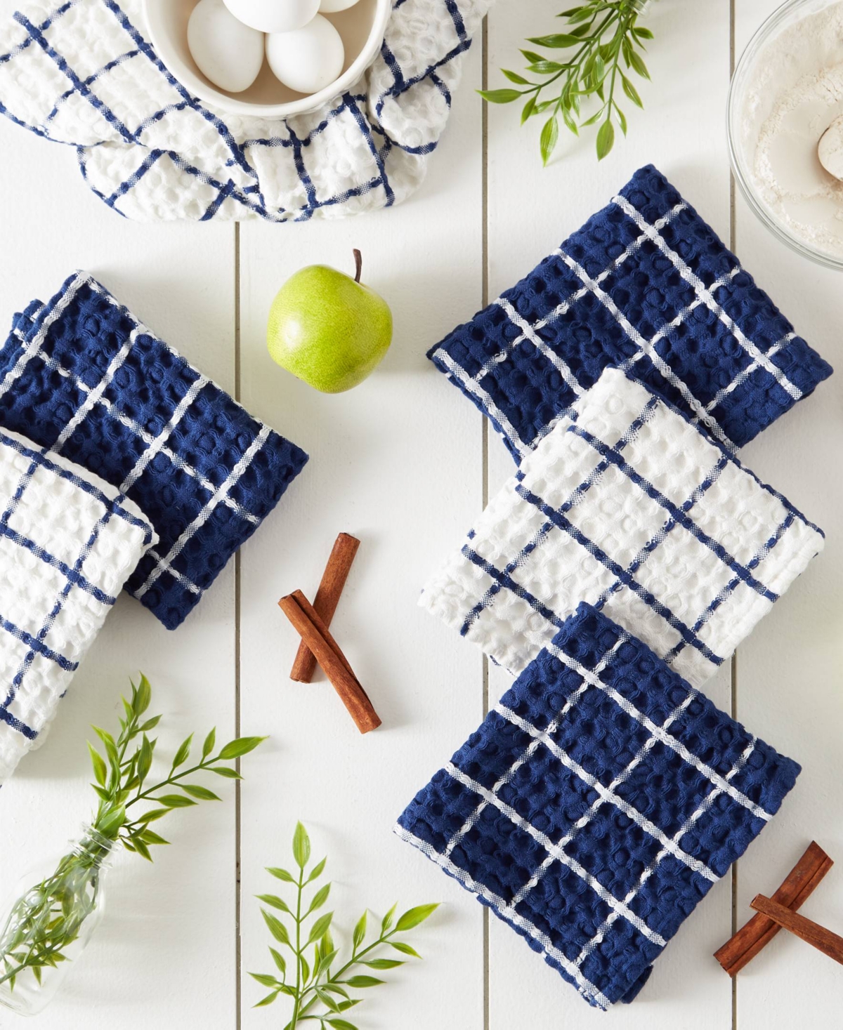 Design Imports Washed Waffle Collection Oversized Preshrunk Ultra Absorbent, Dishcloth Set, 12x12