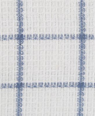Scrubber Dishcloths Collection Windowpane Dishrag Set, 12x12", White/Stonewash Blue Stripe, 6 Piece