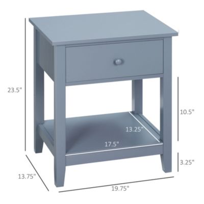 Nightsd Bedside Table End Table Organizer W/ Drawer Shelf