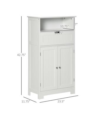 Bathroom Storage Cabinet Freestanding Bathroom Storage Organizer with Drawer and Adjustable Shelf for Living Room, Bedroom or Entryway, White