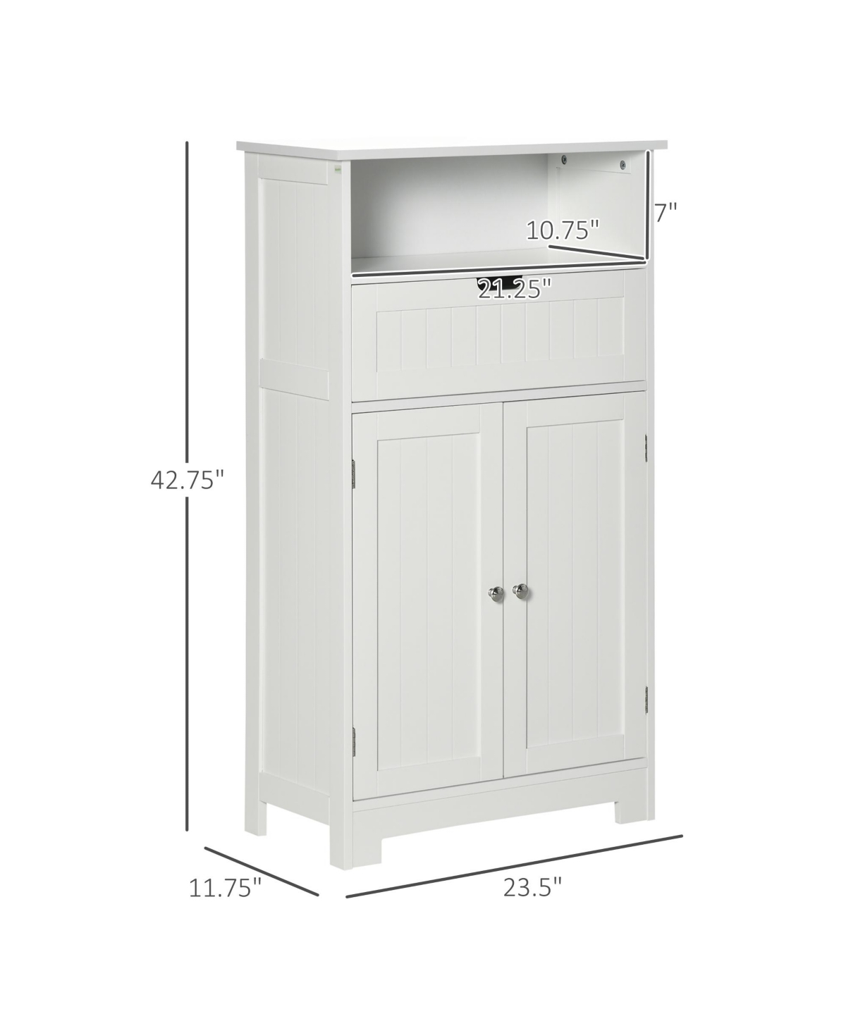 Kleankin Bathroom Storage Cabinet Freestanding Bathroom Storage Organizer with Drawer and Adjustable Shelf for Living Room, Bedroom or Entryway, White