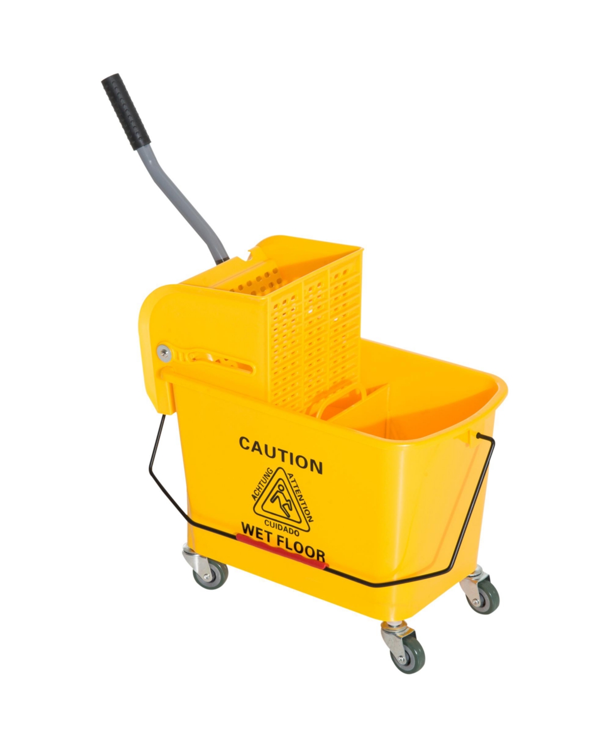 5 Gallon Mini Mop Bucket with Wringer Combo Commercial Rolling Cleaning Cart - Yellow