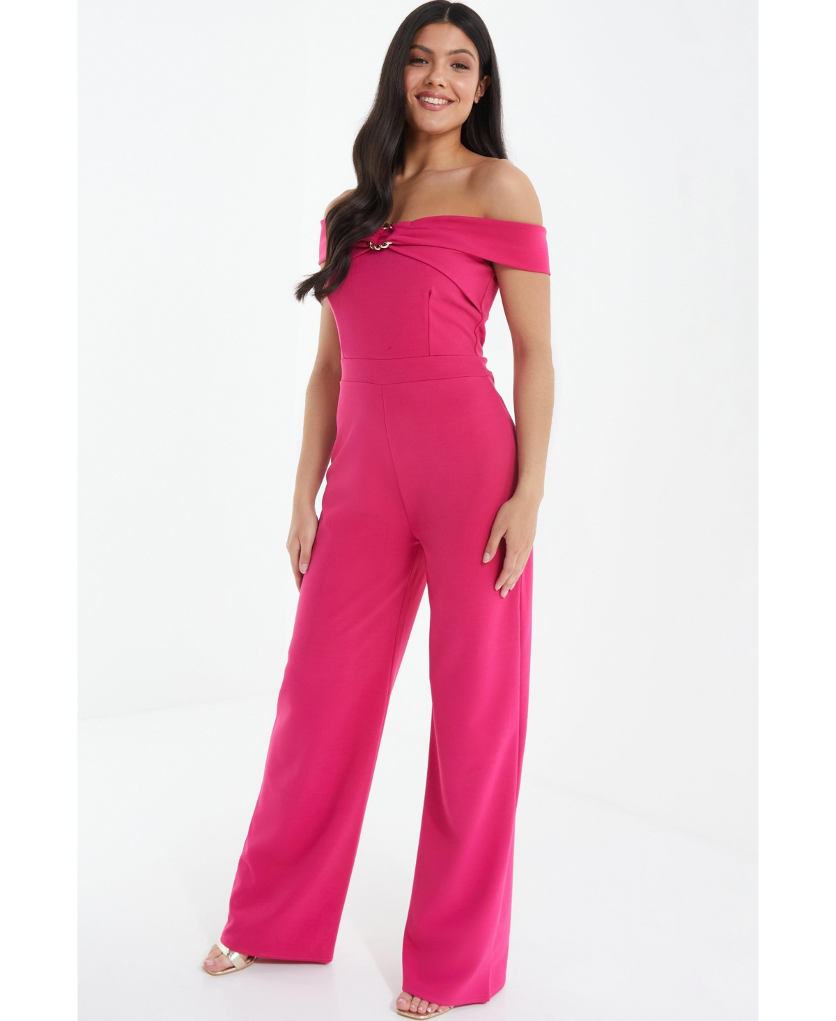Quiz Women's Scuba Crepe Bardot Palazzo Jumpsuit