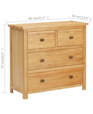 Chest of Drawers 31.5"x13.8"x29.5" Solid Oak Wood