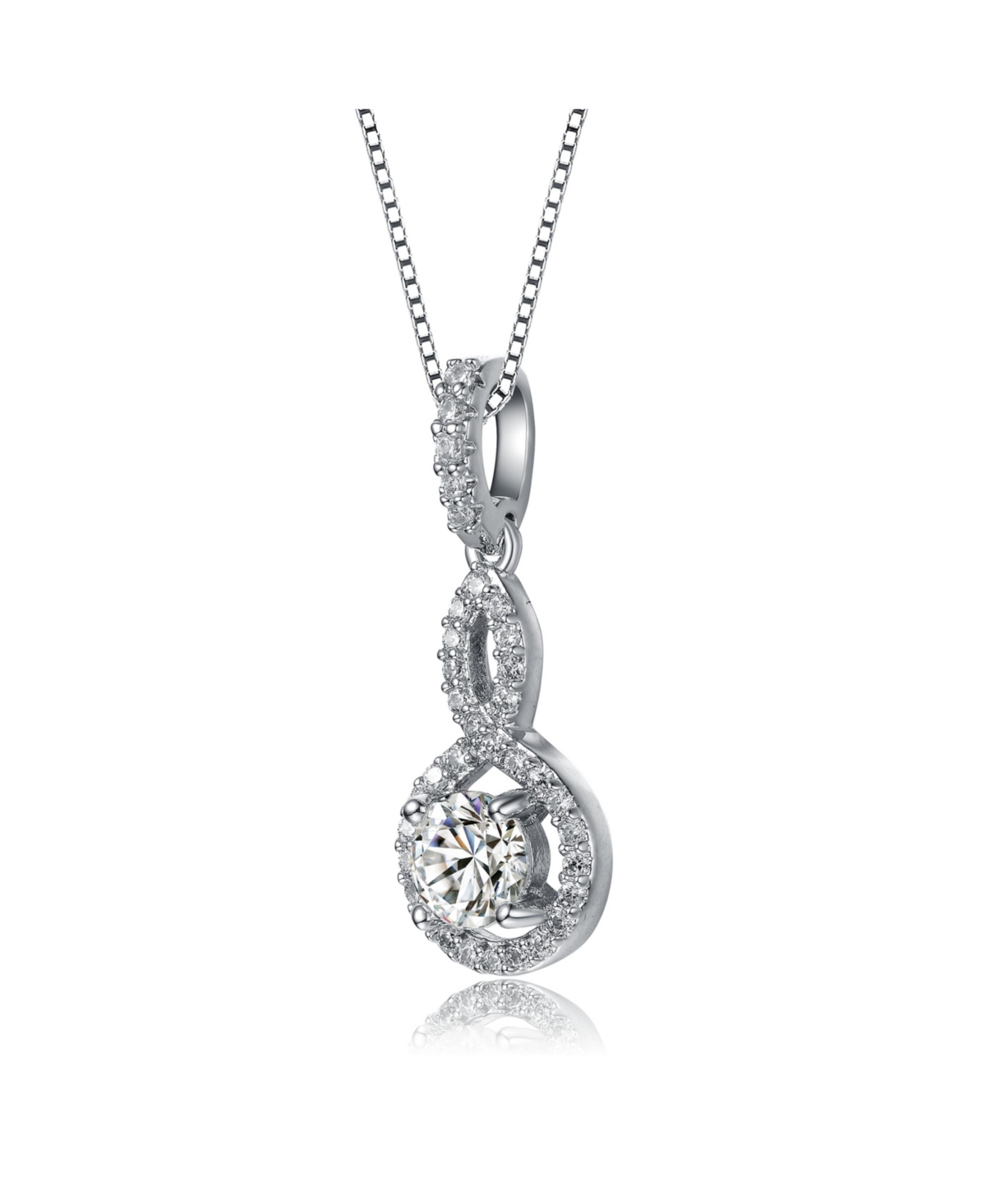Rachel Glauber White Gold Plated with Cubic Zirconia Solitaire Small Drop Pendant Necklace