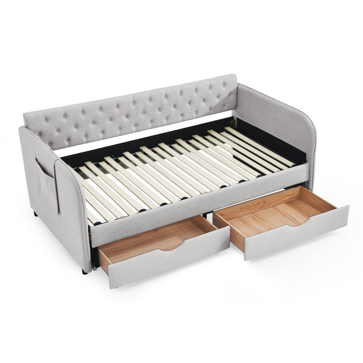 Simplie Fun Twin Daybed with Trundle, Storage Drawers & Flat Arms