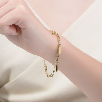 14K Gold Plated Cubic Zirconia Three Charm Bracelet for Teens