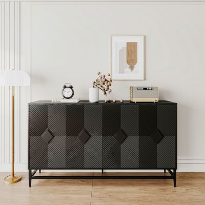Black Lacquered Wooden Sideboard Buffet Cabinet