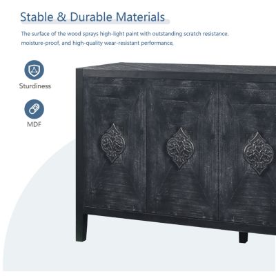 Floral Carved Door Handle, Antique Cabinet