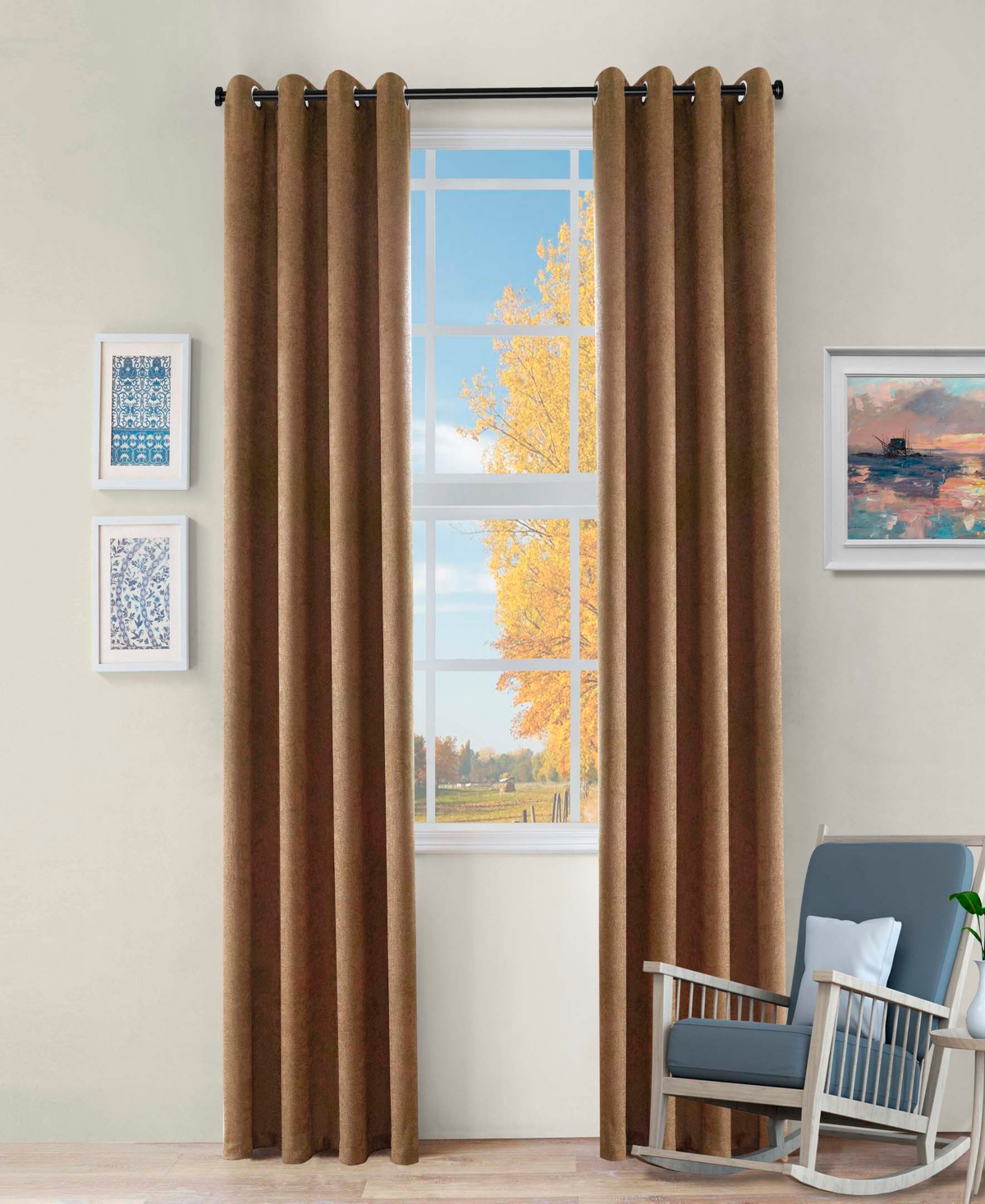 Superior Senna Textured Curtain Set of Panels with Grommet Header