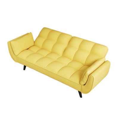 Comfortable 57" Yellow Sofa with Throw Pillow