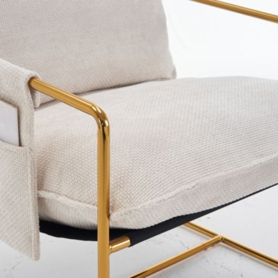 Streamdale Gold-plated Upholstered Armchair with Arm Pockets
