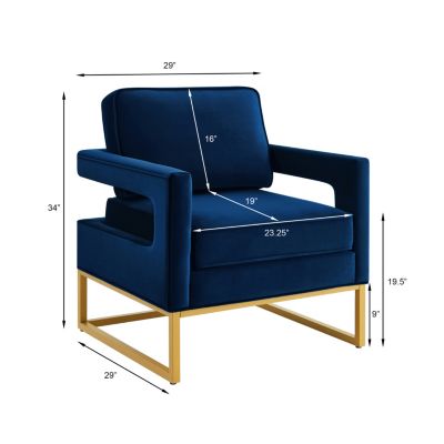 Streamdale Gold Base Navy Velvet Armchair