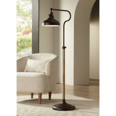 Ferris Rustic Farmhouse Pharmacy Floor Lamp 57" Tall Bronze Faux Wood Grain Adjustable for Living Room Reading Bedroom Office Home