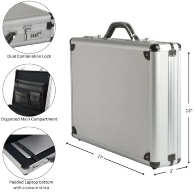 Executive Aluminum Briefcase Padded Laptop Briefcase For Men Hard Shell Attache Case Combo Lock Business Case